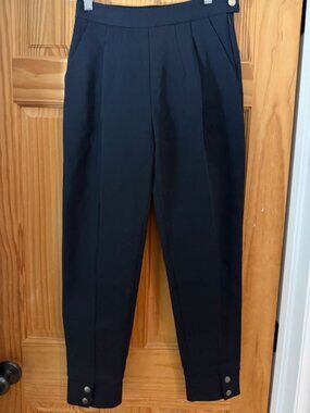 Rachel Comey Black Minimalist Pleate Tapered Trousers Women 4 Snap Cuff Designer